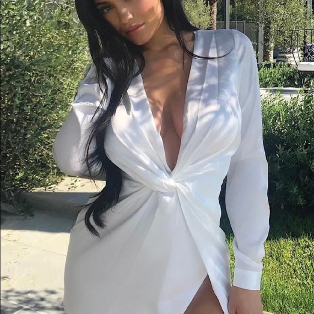 White satin mini dress Xl Fashion Nova